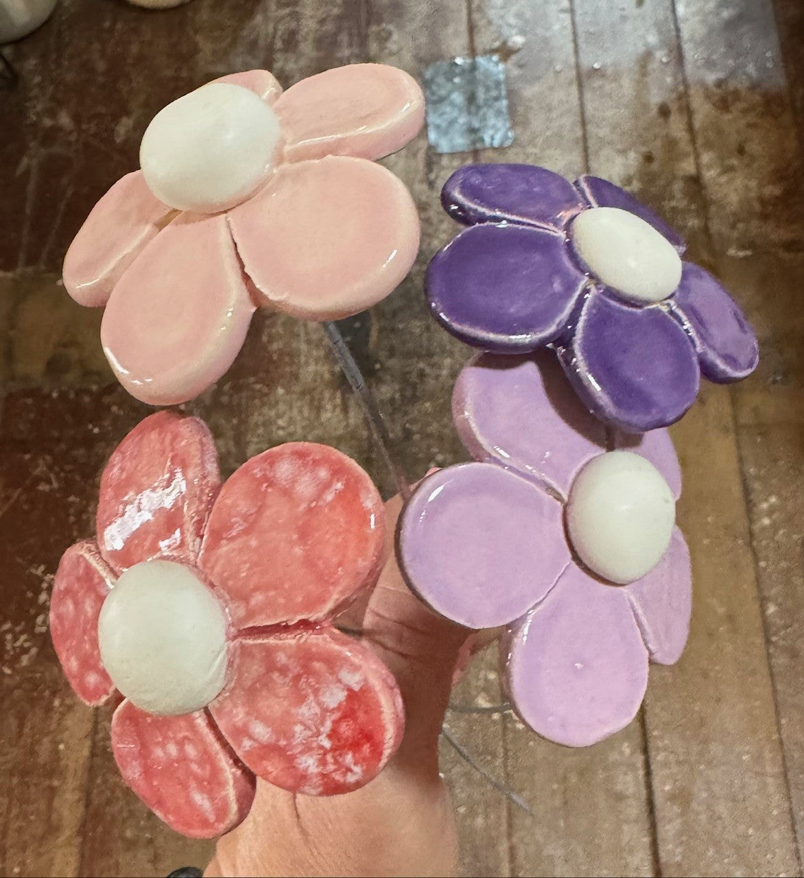 Ceramic Flowers - Pastel Hues Flower (Pink, Purple, Speckled)