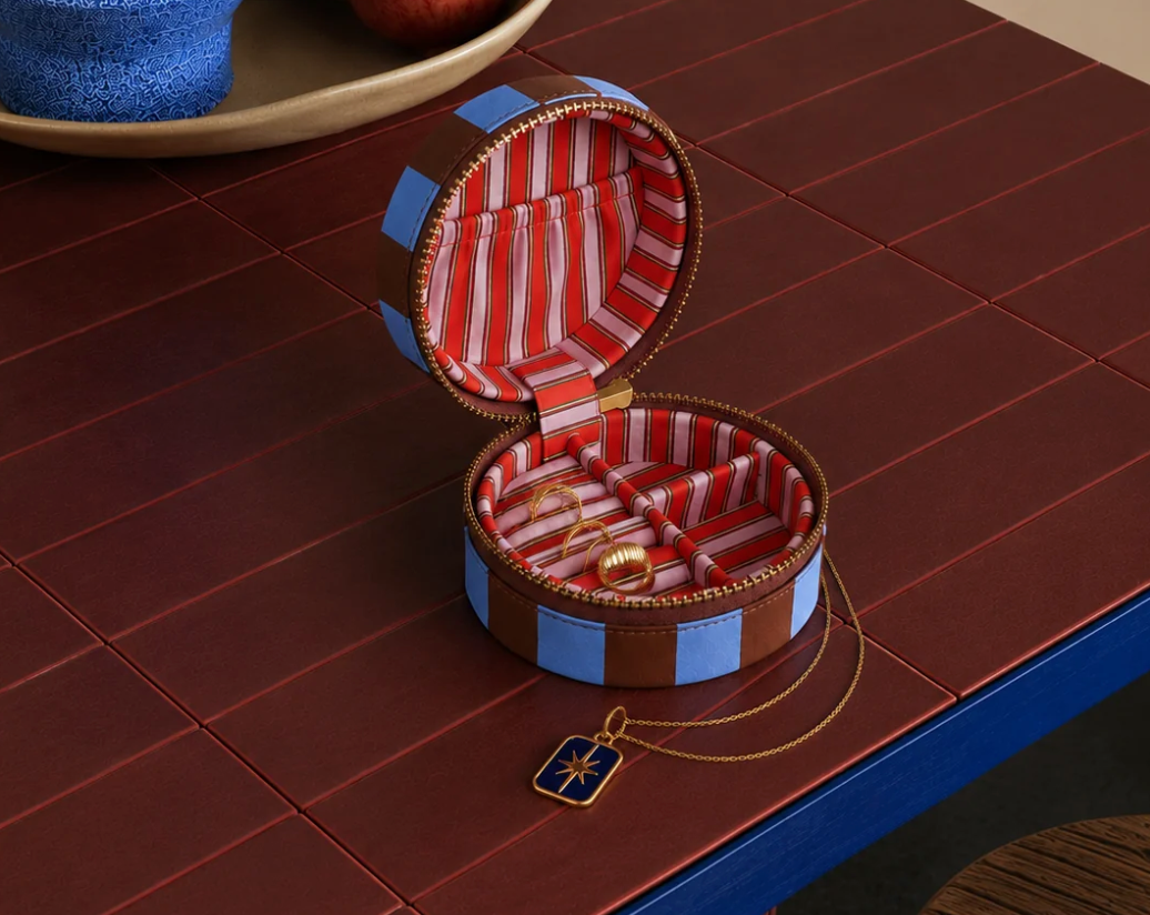 Azure Check Mini Jewellery Box