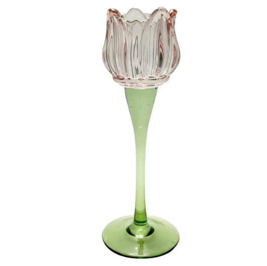 Figgins Stemmed Flower Votive - Light Pink