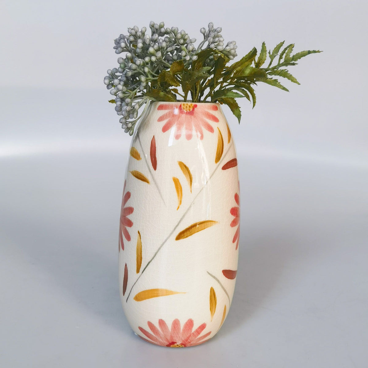 Maxine Floral Vase Red & Yellow 20cm