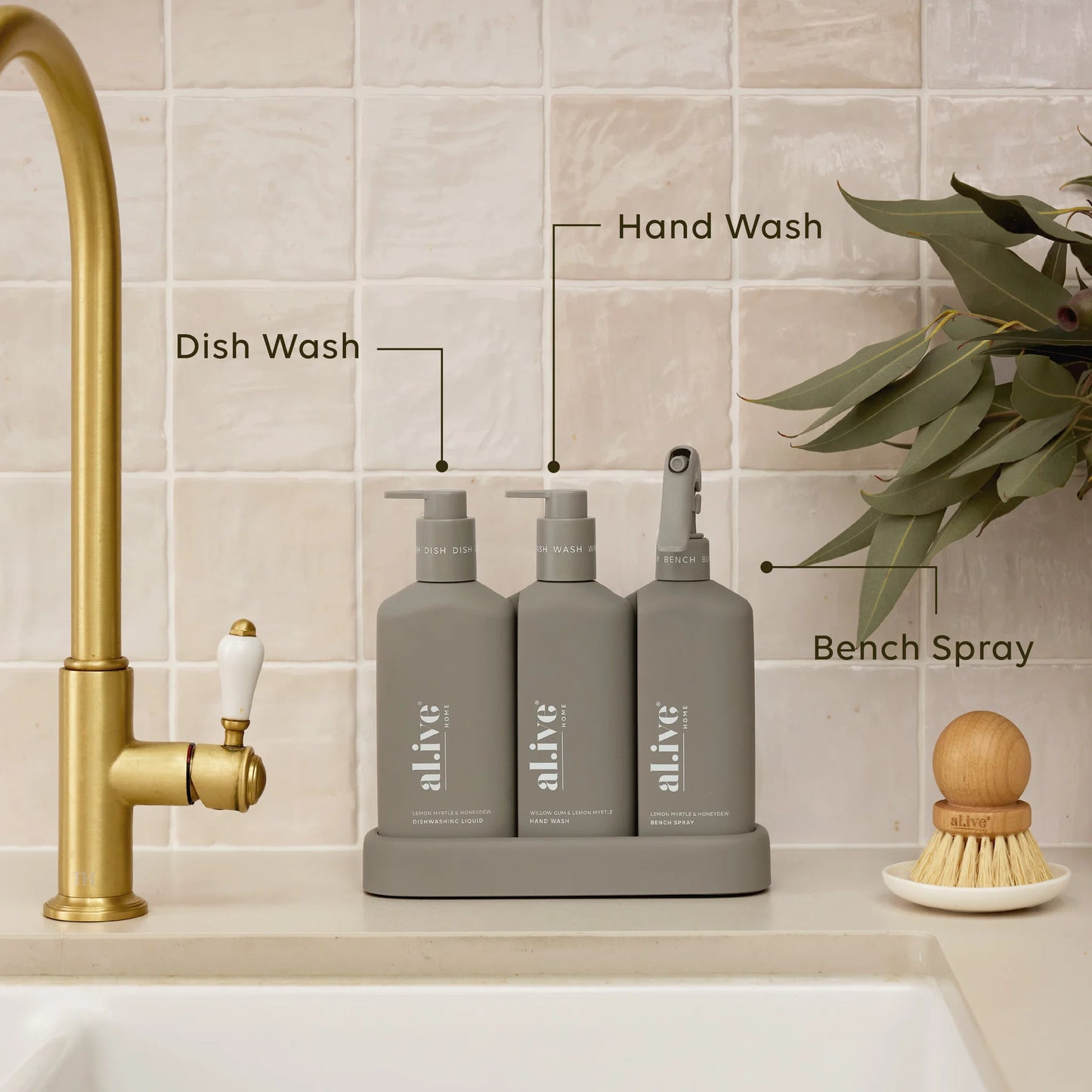 Kitchen Trio Pack (Bench Spray, Dish Wash, Hand Wash) Willow Gum