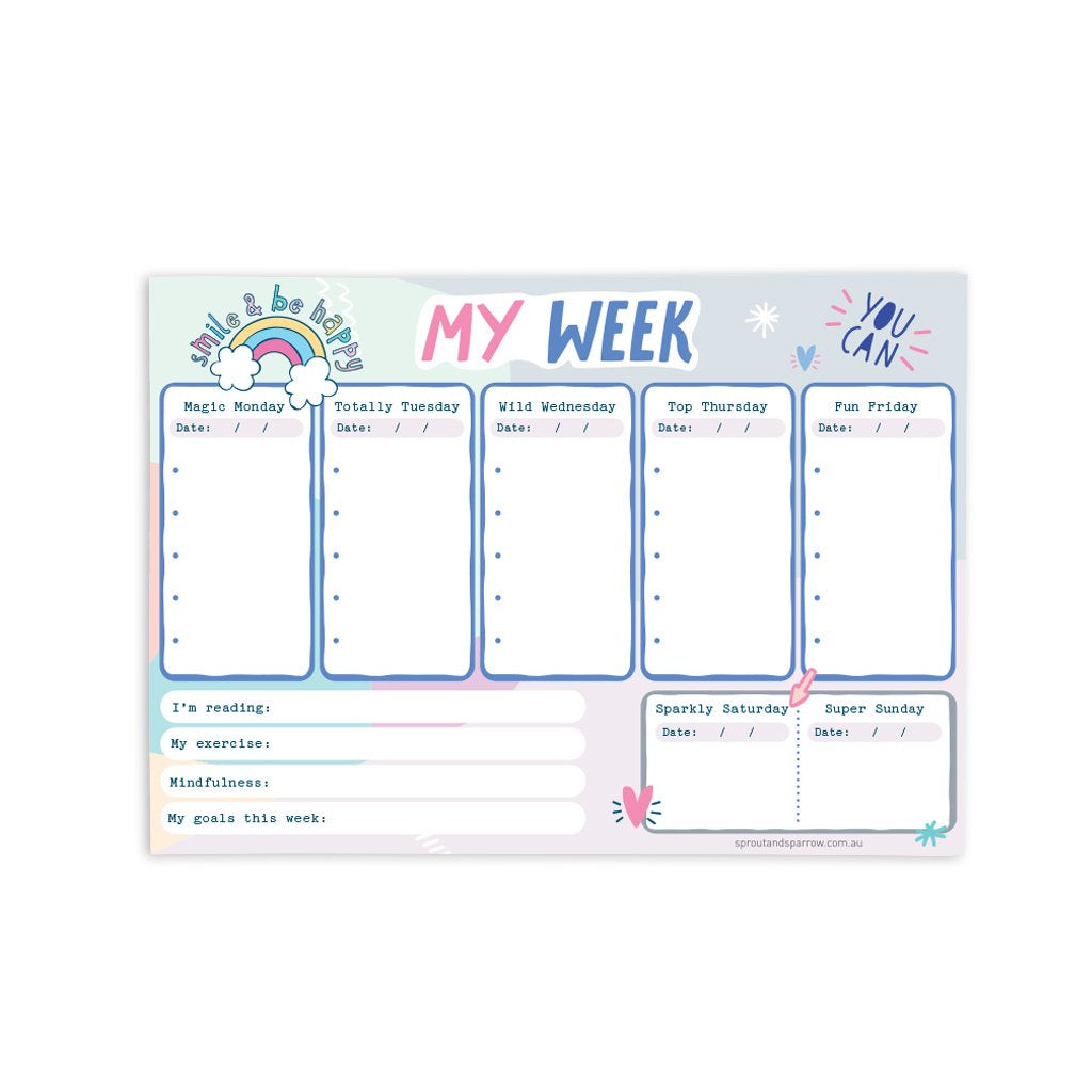 My week planner notepad - Pink