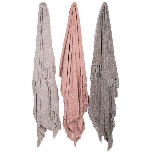Brushed Jacquard Cotton Woven Throw (3 colours)
