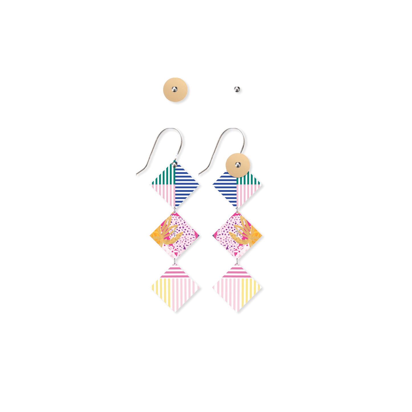 Morgan Jamieson Stacked Triple Diamond Drop Earrings