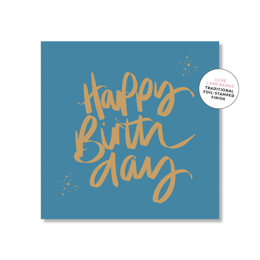 Card - Happy Birthday Script (Blue)