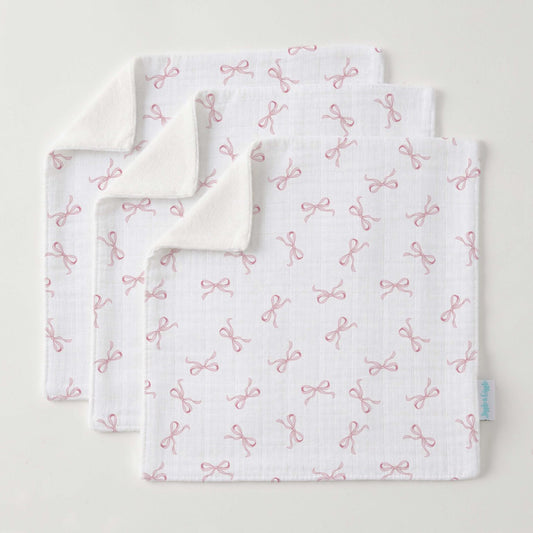 Pink Bow Face Washer (Set of 3)