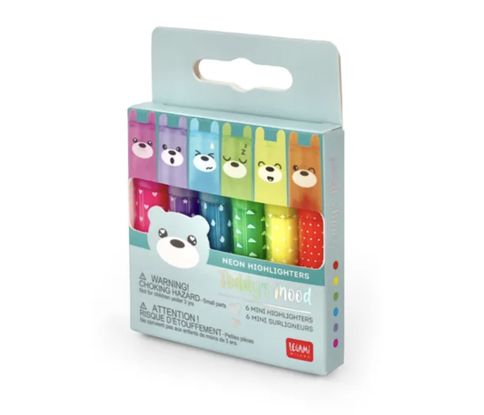 Mini Highlighters (set of 6) - Teddy's Mood