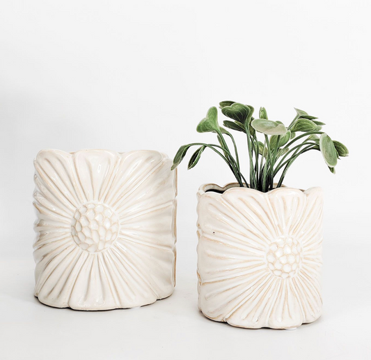 Daisy Planter White 14cm