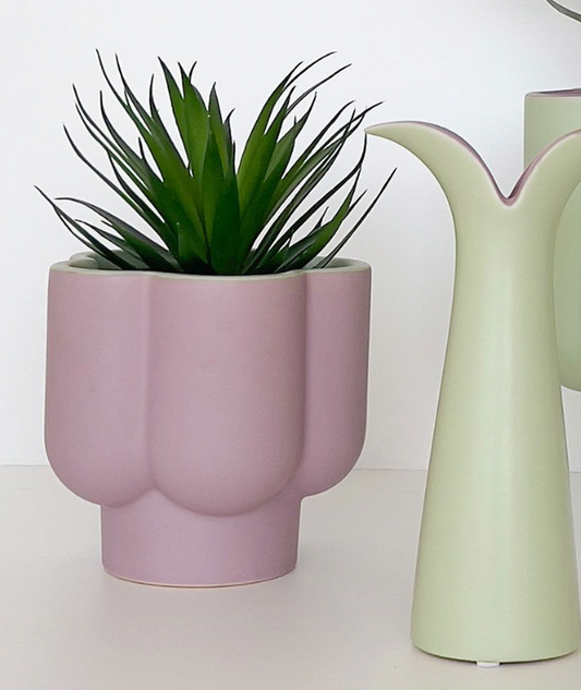 Groovy Flower Planter Purple & Green 13cm