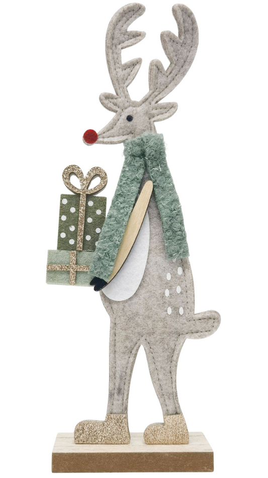 Reindeer with Presents Standing Decoration Green 31cm