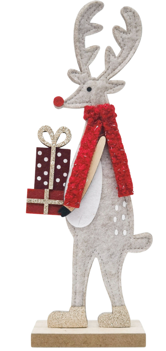 Reindeer with Presents Standing Decoration Red 31cm