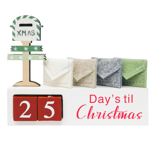 Christmas Countdown Standing Decoration Red & White 18cm