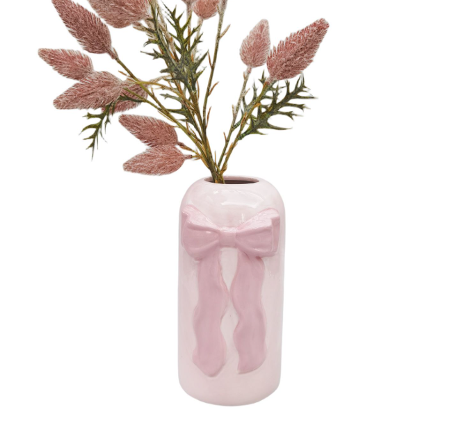 Tall Bow Vase Pink 22cm