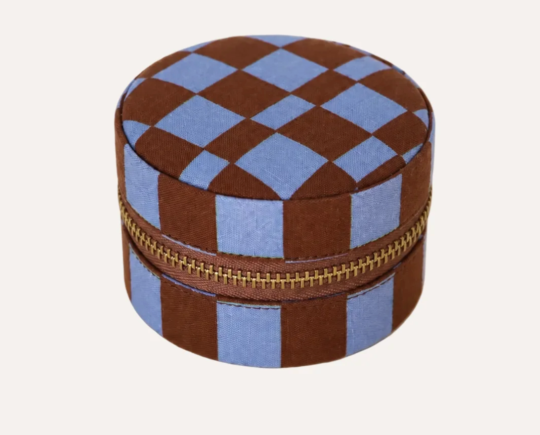 Azure Check Mini Jewellery Box
