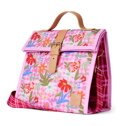 Flowerburst Lunch Satchel w/shoulder nylon Strap