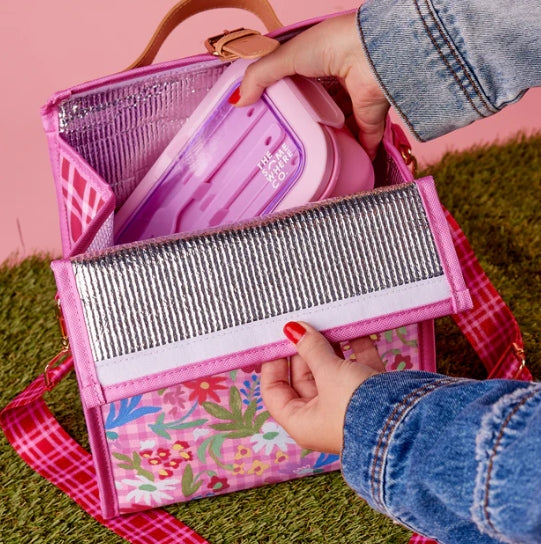 Flowerburst Lunch Satchel w/shoulder nylon Strap