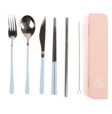 Take Me Away Cutlery Kit - Silver/Blue