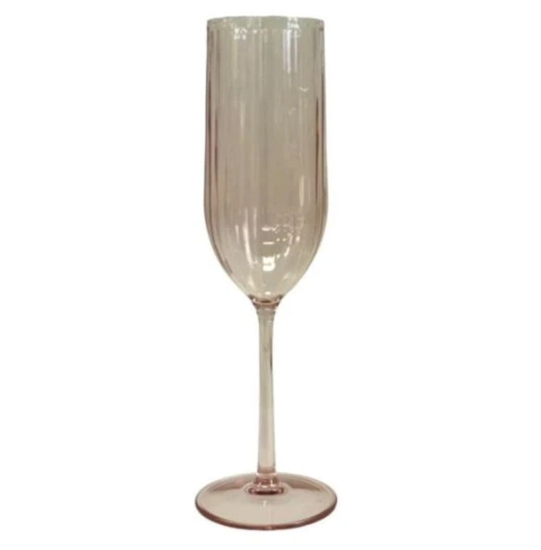 Pink Ribbed Acrylic Champagne Glass