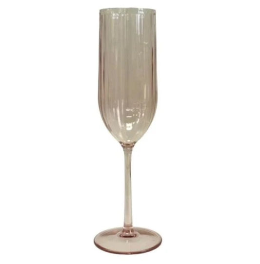 Pink Ribbed Acrylic Champagne Glass