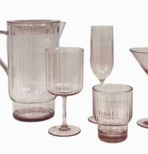 Pink Ribbed Acrylic Wine Glass