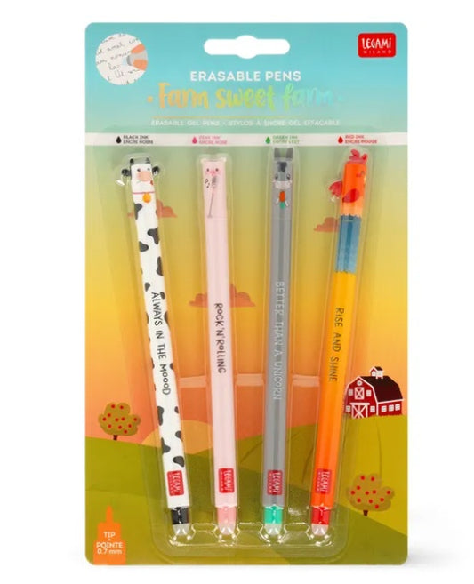 Erasable Gel Pen (set of 4) - Farm Sweet Farm