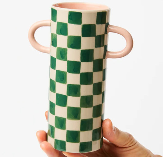 Griffe Green Check Bud Vase