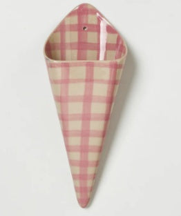 Folly Wall Vase - Pink Check