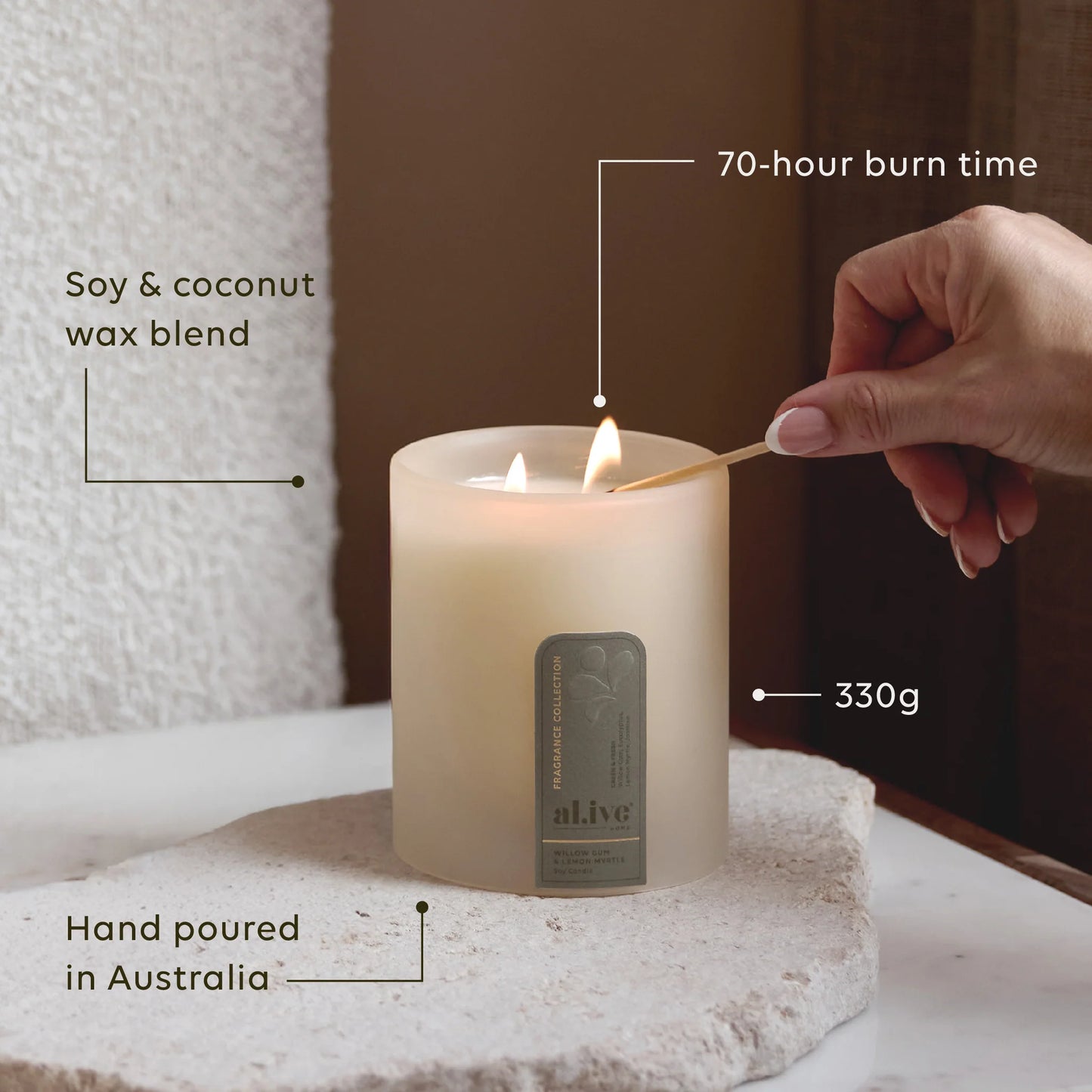 Soy Candle  (Willow Gum & Lemon Myrtle) • 330G