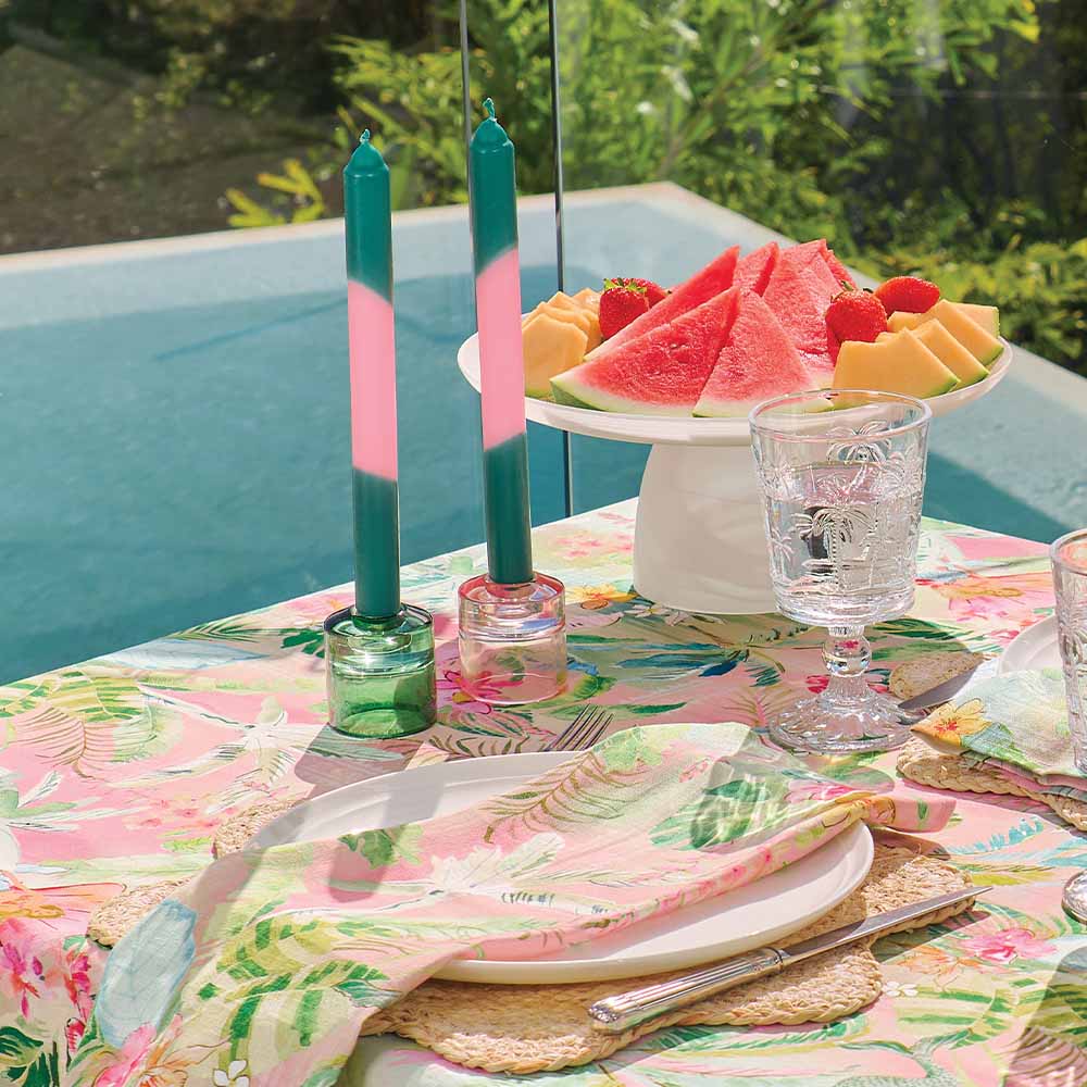 Dinner Candle - Pink/Green
