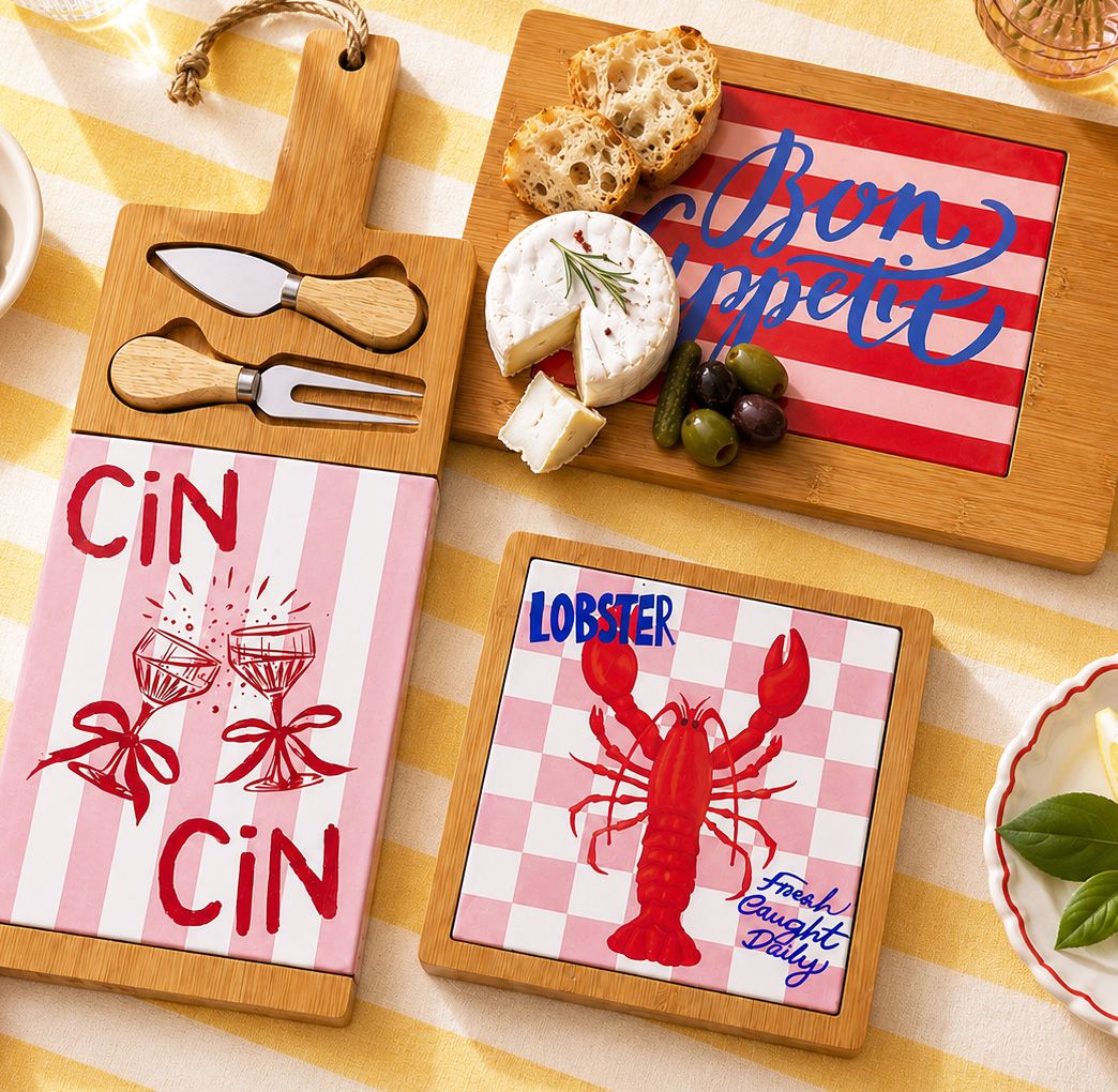 Cin Cin Cheers Cheeseboard Red & Pink 41cm