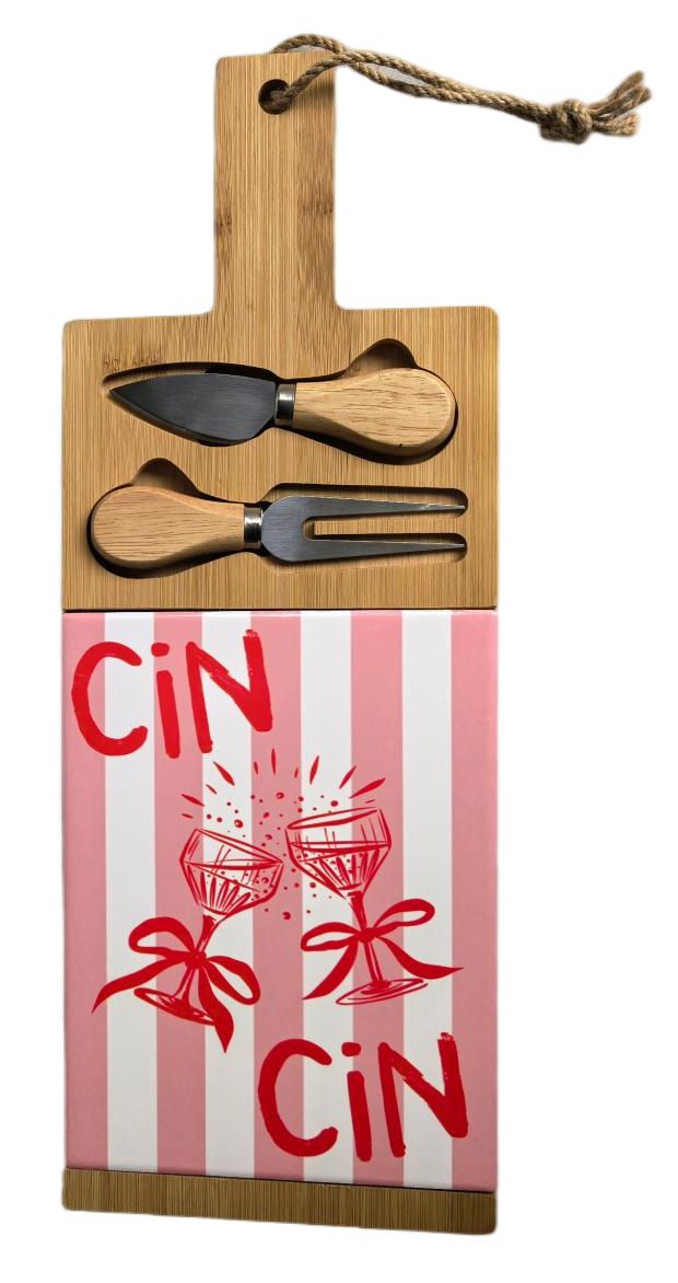 Cin Cin Cheers Cheeseboard Red & Pink 41cm