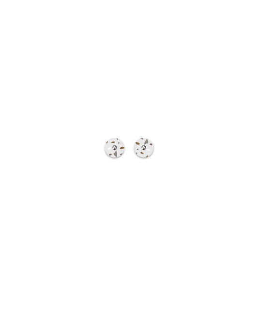 Neutral Tones Terrazzo Grid Mini Circle Stud Earrings
