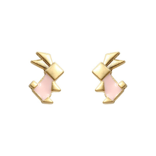 Earring Epoxy Origami Pink Rabbit