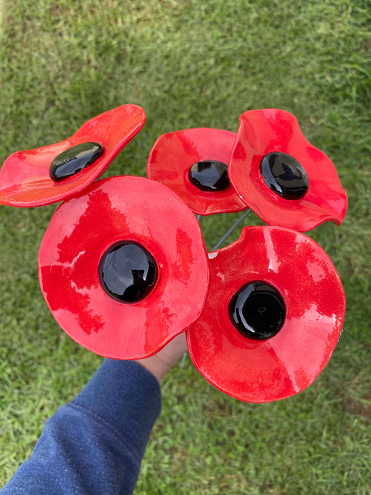 Anzac Ceramic Flowers - Poppies Small