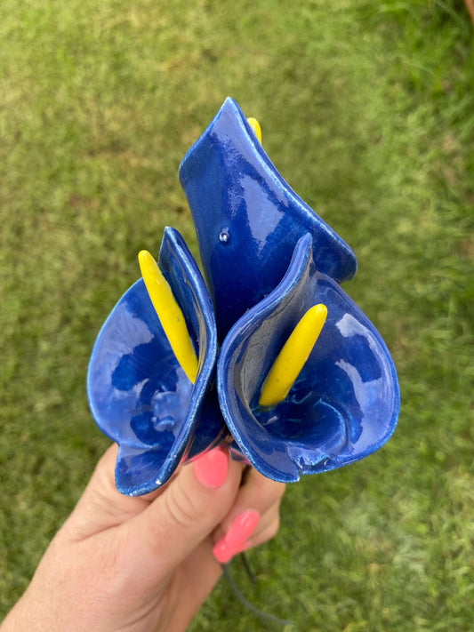 Ceramic Flowers - Lillies sml (Blue)