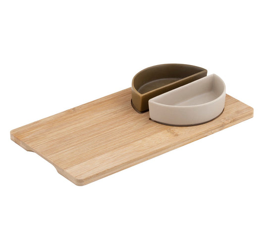 Amora Bowls on Bamboo Tray Set 3