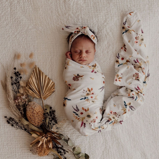 Snuggle Hunny - Jersey Wrap & Topknot (Boho Posy)