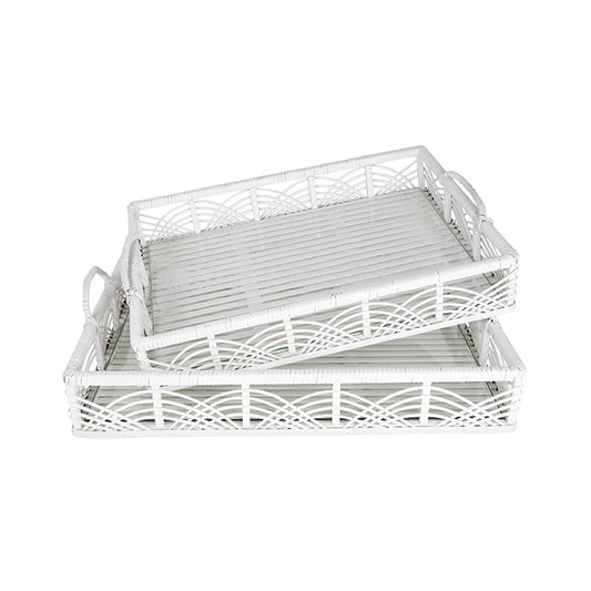 Pratt Bamboo Tray with Glass (Rectangle/White)