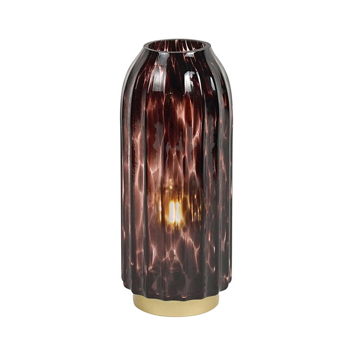 Fiona Glass Pink Gold LED Lantern Narrow