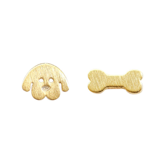 Earring Dog & Bone Gold