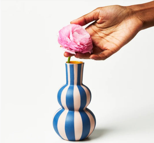 Happy Vase Blue Stripe