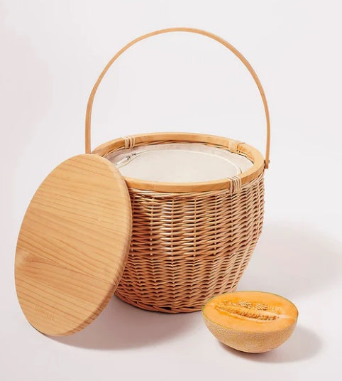 Round Picnic Cooler Basket Natural