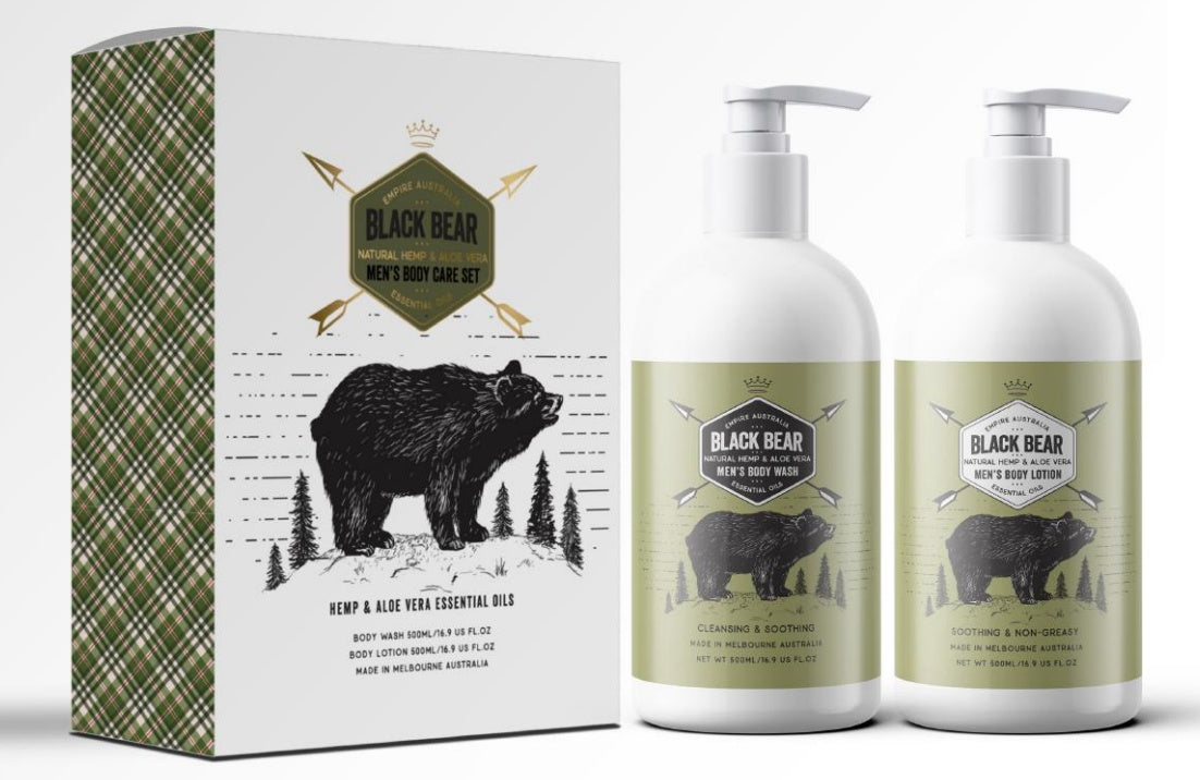 Black Bear Hemp Oil & Aloe Vera Body Wash/Lotion Duo