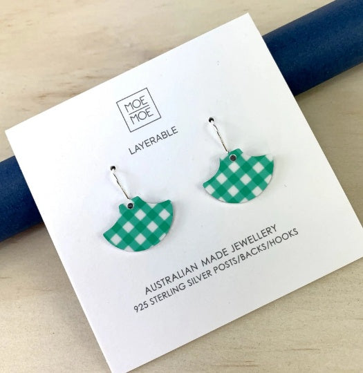 Gingham Emerald Mini Pagoda Drop Earrings