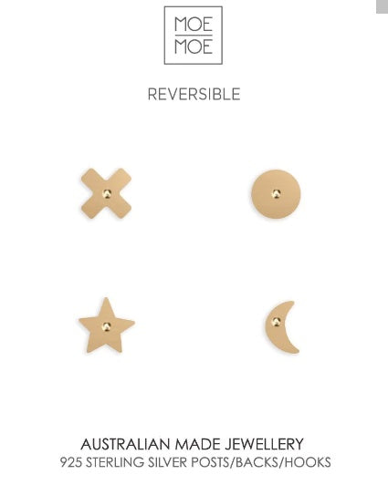 Mirrored Gold Signature Stud Pack Earrings