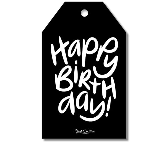 Gift Tag - B+W HBD letters