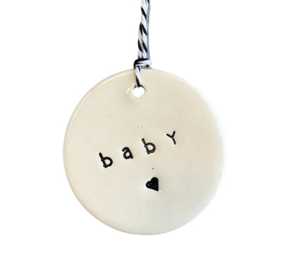 Ceramic Gift Tag - Baby with Heart Stamp