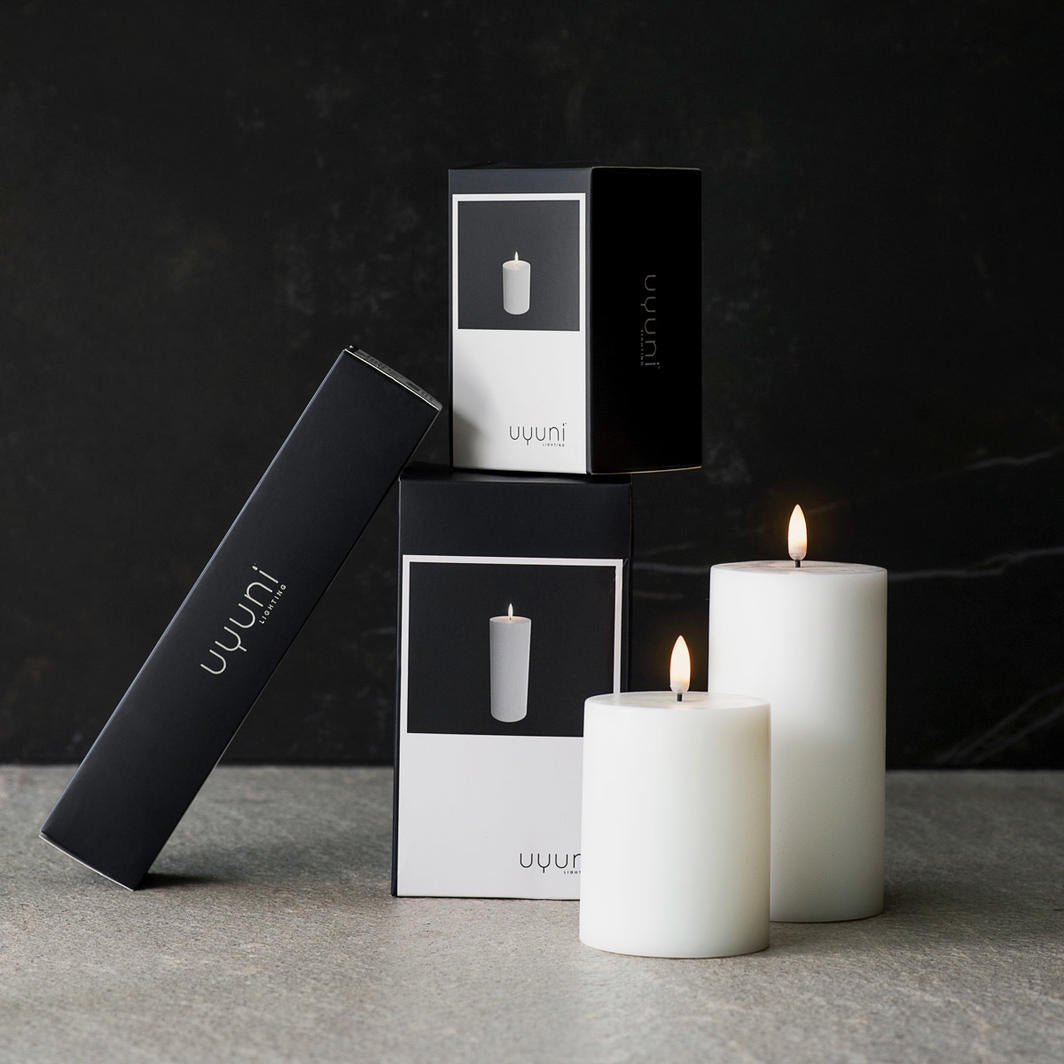 Indoor Candle - Single Wick Nordic White Pillar (Flameless Candles - 3 sizes)