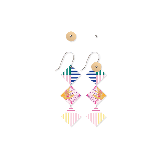 Morgan Jamieson Stacked Triple Diamond Drop Earrings